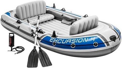 Intex Schlauchboot Excursion 4 Ruderboot Angelboot + Pumpe Paddel 315 x 165 x 43