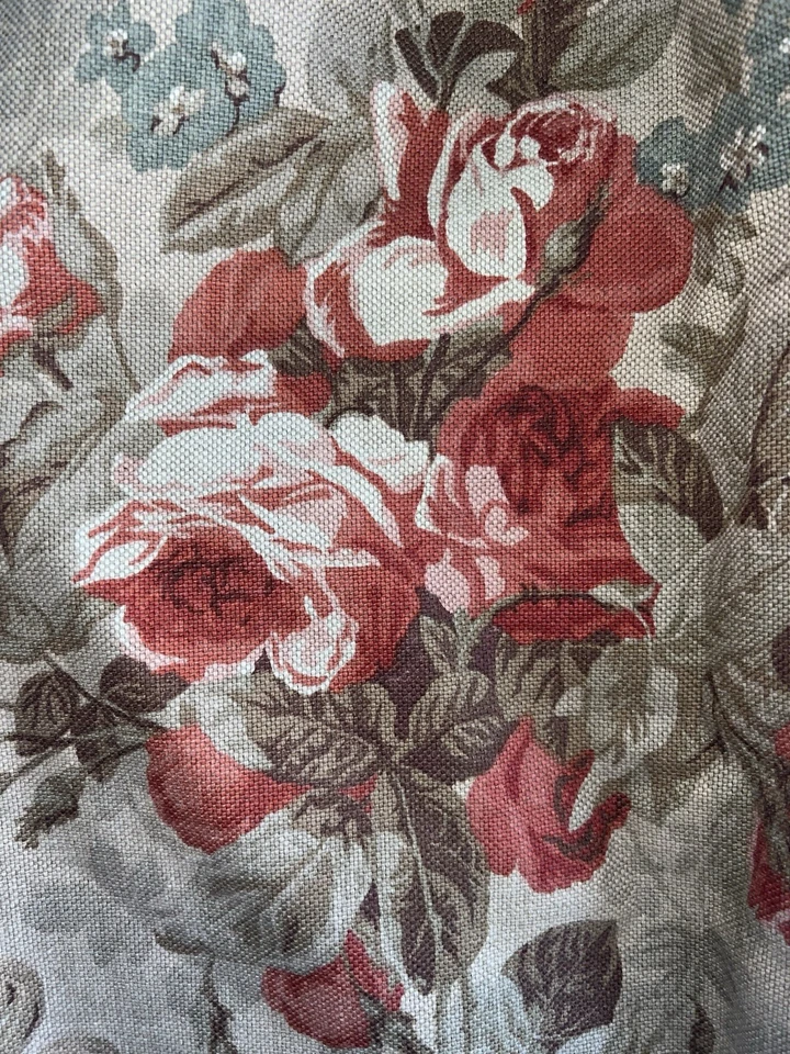 RALPH LAUREN MAGNÍFICAS CORTINAS PLISADAS PERSONALIZADAS ~ ROSAS Y PERGAMINOS 93” DE LARGO Foto 2 de 4