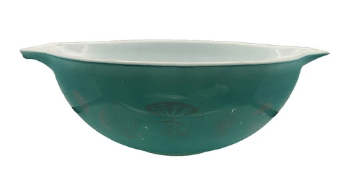 Pyrex 444 Hot Air Balloon Turquoise Blue Cinderella Bowl VERY USED SEE PICS Vtg