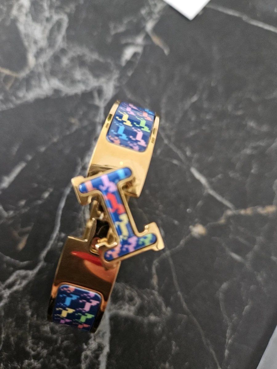 Bracelet Hermès Api Noir Et Argent - Cuir Et Métal, Modèle E60669a, Occasion En Bon État