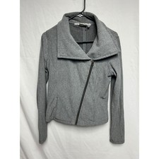 Athleta Gray City Limits Moto Jacket Asymmetrical Zip Fleece Lined Mock Size S