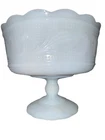 Vintage E.O. Brody Co. Milk Glass Candy Dish Compote Bowl Pedestal White 6" Tall