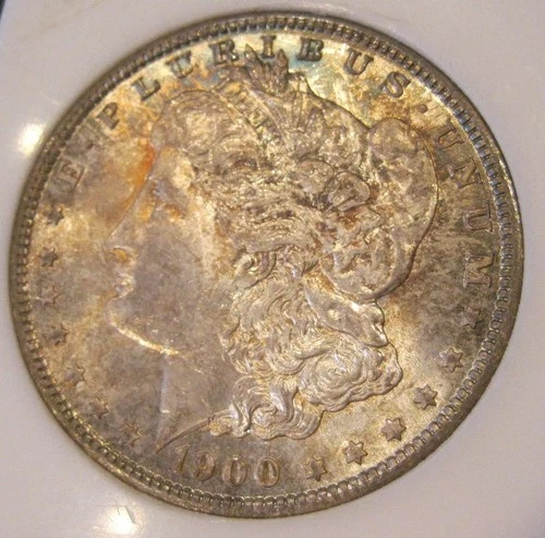 1900 O Morgan Silver Dollar - Unc, toned on both sides, colorful tones 5209