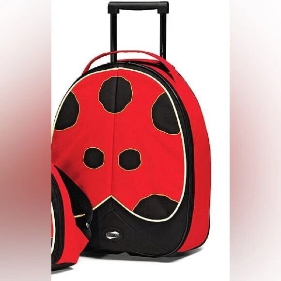 American Tourister Atties Kids Ladybug Roller Luggage Bag Carryon Red Black