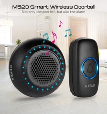 Wireless Doorbell Chime Waterproof Plugin Receiver Adjustable Volume 500FT Kit