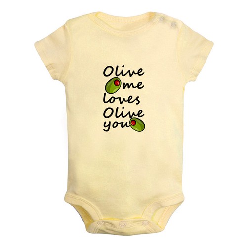 Olive Me Loves Olive You Funny Bodysuits Baby Romper Infant Kids Short Jumpsuits - Picture 3 of 13