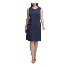 Tommy Hilfiger Women's Logo Buttons Unlined Sheath Dress Navy Size 12 NWT 