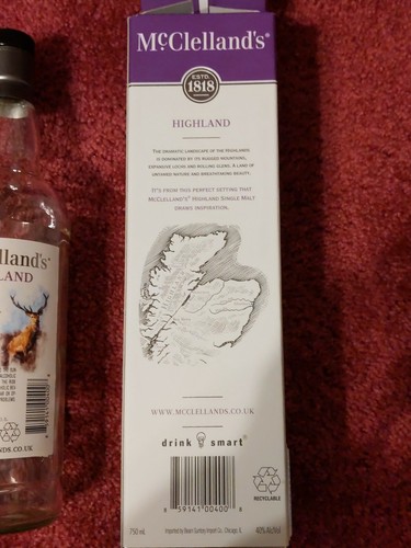 EMPTY 750 ml McClelland's scotch whiskey bottle & box wish it was still full.... - Picture 3 of 8