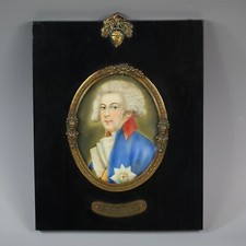 Antique English school gouache painting miniature portrait of King George IV
