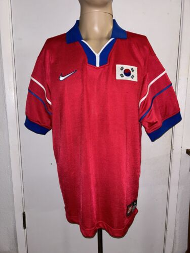Nike World Cup 1998 South Korea Short Sleeve Jersey Soccer Men’s Red Shirt Sz XL