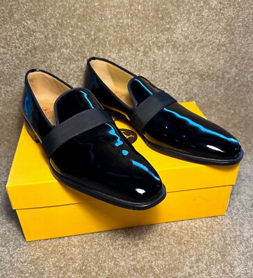 NIB Scarpe Di Bianco  Catania  Nero Black Patent Leather Loafers US Sz 12M $595