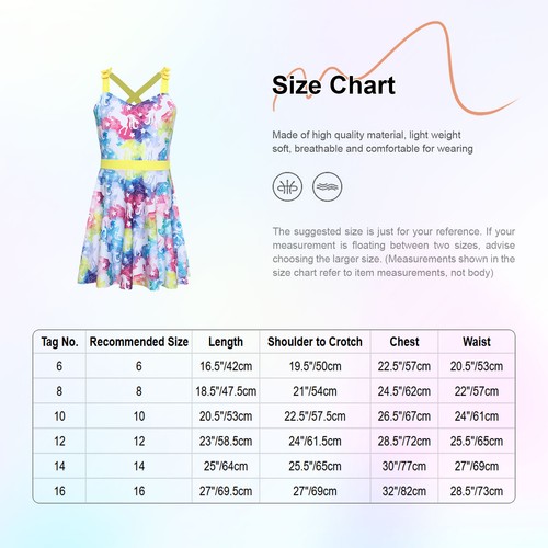 Girl One Piece Swimsuit with Skirt Bathing Suit Swimwear Bathing Suit Hawaiian - Picture 12 of 63