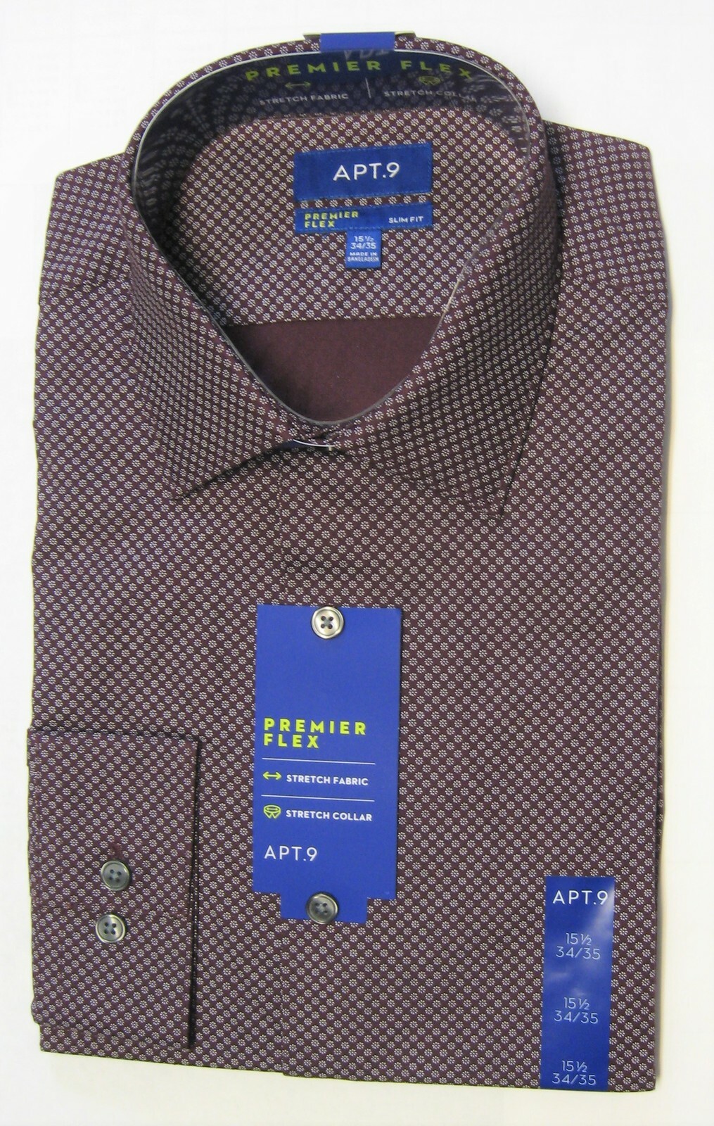 NWT Apt. 9 Premier Flex Mens Long Sleeve Dress Shirt No Pocket Stretch Slim Fit eBay