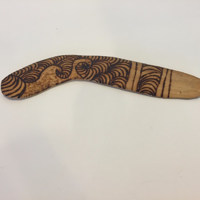 Vintage Hand Carved and Burnt Wooden Boomerang, 13 1/2" Long x 2 1/2" Wide eBay