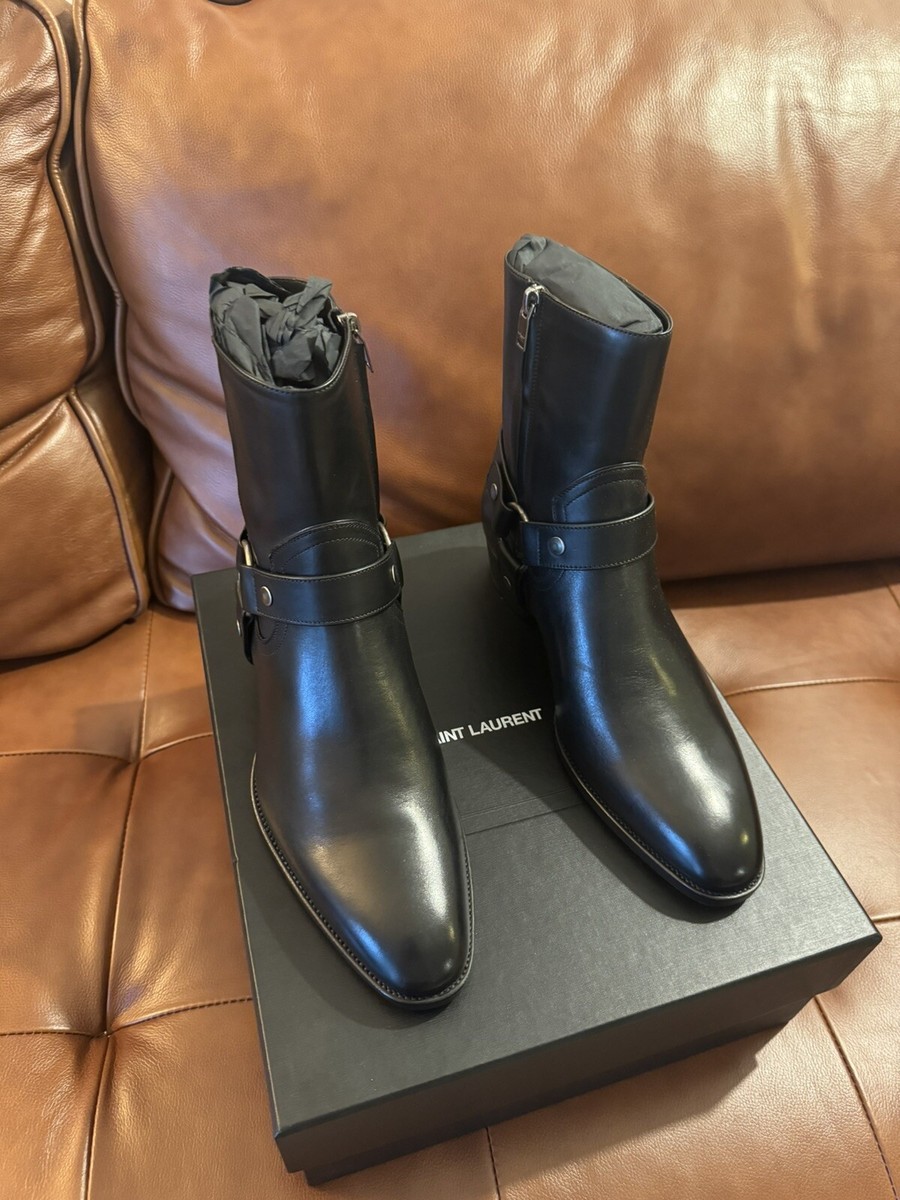NEW Saint Laurent Wyatt Harness Boots in Black Leather US 9 NEW Saint Laurent Wyatt Harness Boots in Black Leather US 9