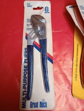 VTG New Great Neck W80C Blue Forged Steel Chrome Plated Groove Joint Pliers 8”