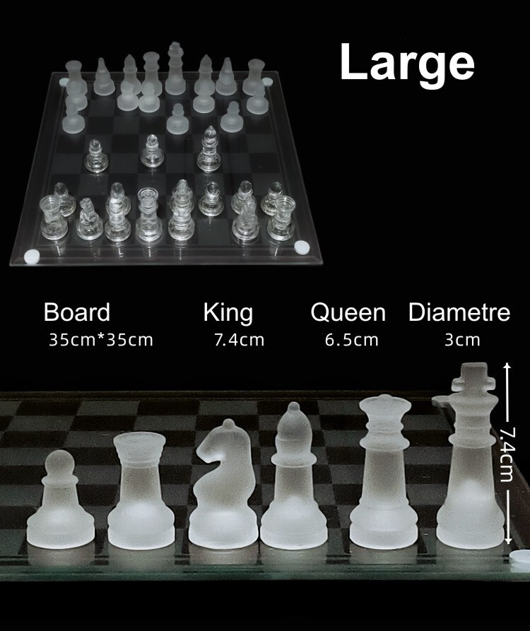 Traditional Chess Set Large Luxury Frosted & Clear Glass X-Men