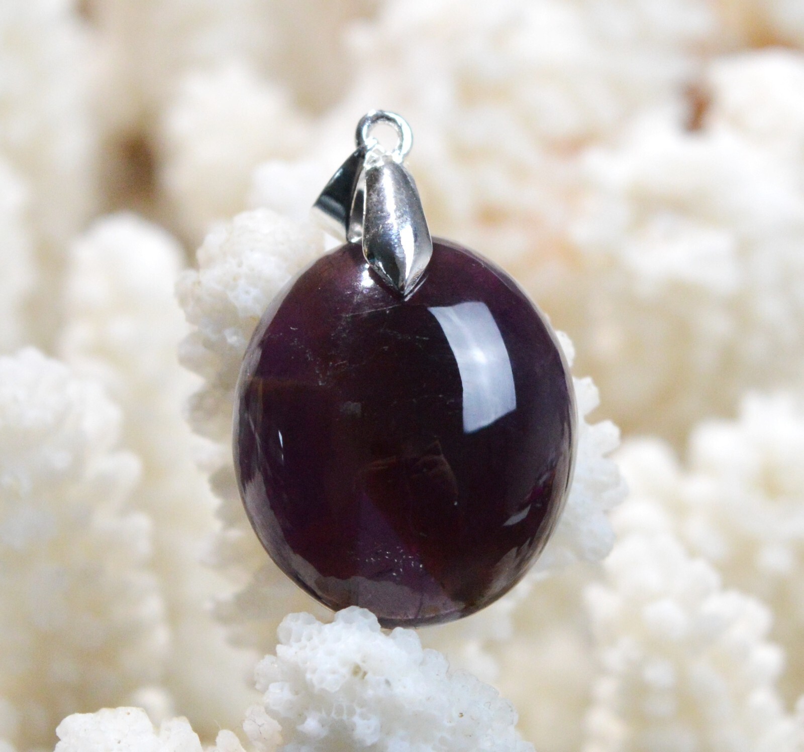 Pendentif améthyste 40 carats et collier en pierre naturelle violette d'Uruguay EX2