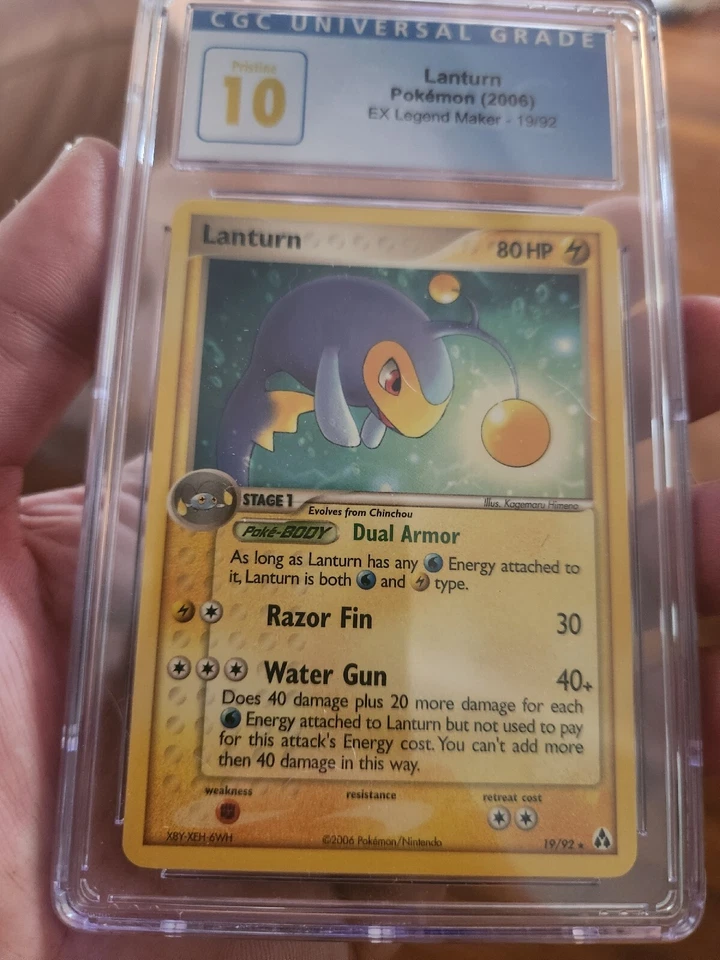 (POP 4) CGC 10 PRISTINE Pokemon EX Legend Maker Rare Lanturn 19/92 Graded Card  - Image 2 of 4