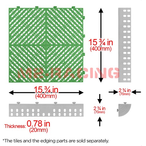 42pcs 16"x16" Green Garage Floor Mat Perforated Flooring Tile Shop Interlocking - Picture 3 of 8