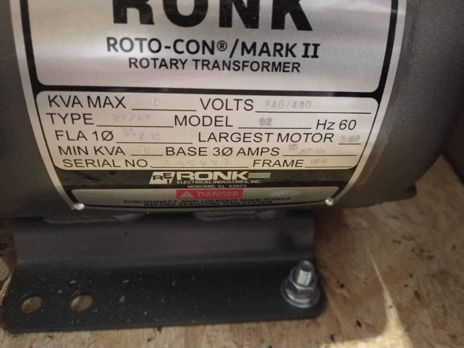 Roto-Con /Mark II 2P/4P Rotary Phase Converter RCRO006 & Panel Control ...
