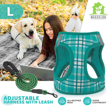 Adjustable Dog Pet Harness Breathable Mesh Reflective Jacket and Puppy Leash Set