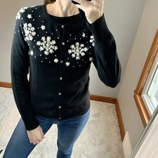 Vintage Eddie Bauer Snowflake Cardigan Sweater Size Small