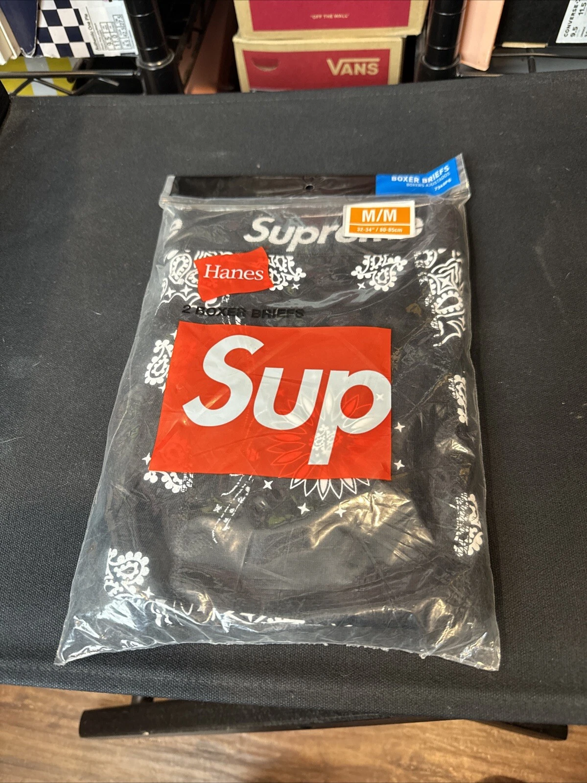 Boxer slip noir moyen Supreme Hanes Bandana 
