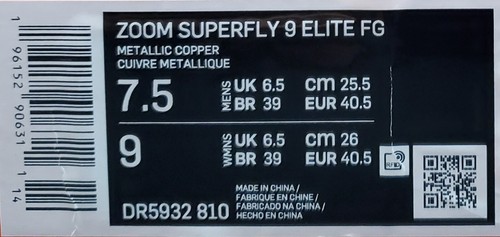 Nike Zoom Superfly 9 Elite FG, Metallic Copper/Black, Size 7.5 (DR5932 810) - Picture 12 of 12