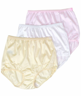 Dixie Belle Womens Underwear Pink Yellow White Full Brief Nylon Panties 3-Pack