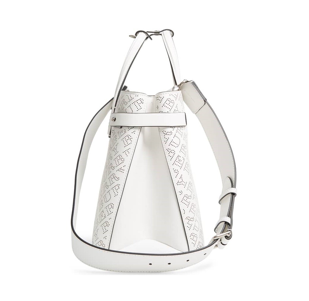 Burberry Women's Small Banner Perforated Logo Tote Bag, Chalk White, MSRP $1,650 image 4