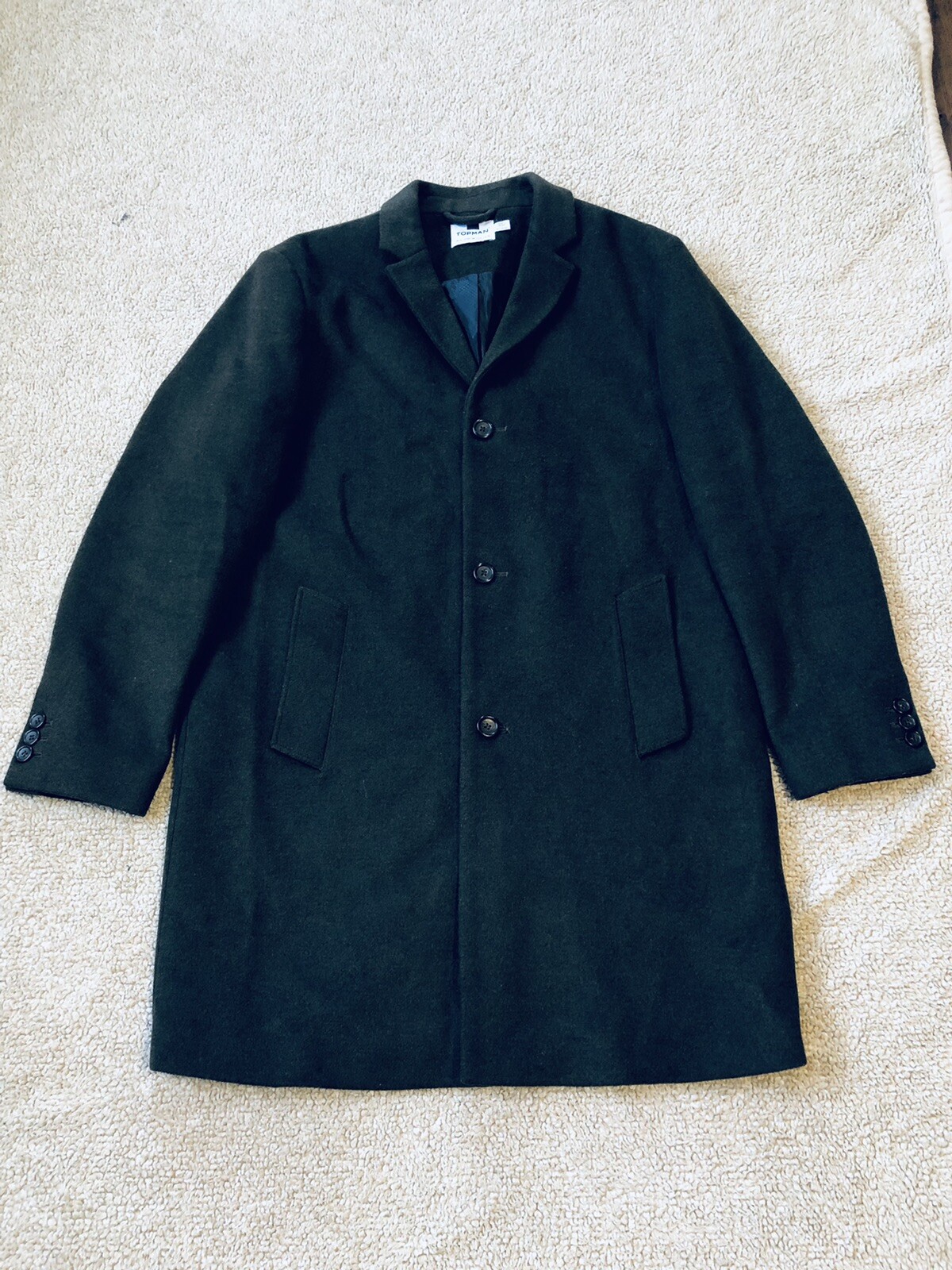 Mens Wool Overcoat Topman Size XL Dark Green RN# 125149 | eBay