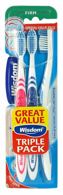 Wisdom Regular Plus feste Borsten Dreierpack Zahnbürste blau pink (3er Pack)