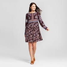 NWT Women's Knox Rose Dress Deep Purple Paisley Fully Lined Size XS