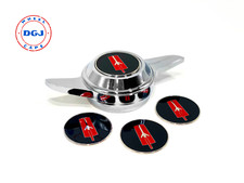 Oldsmobile Black On Chrome Lowrider Wire Wheel Metal Chips Emblems S2