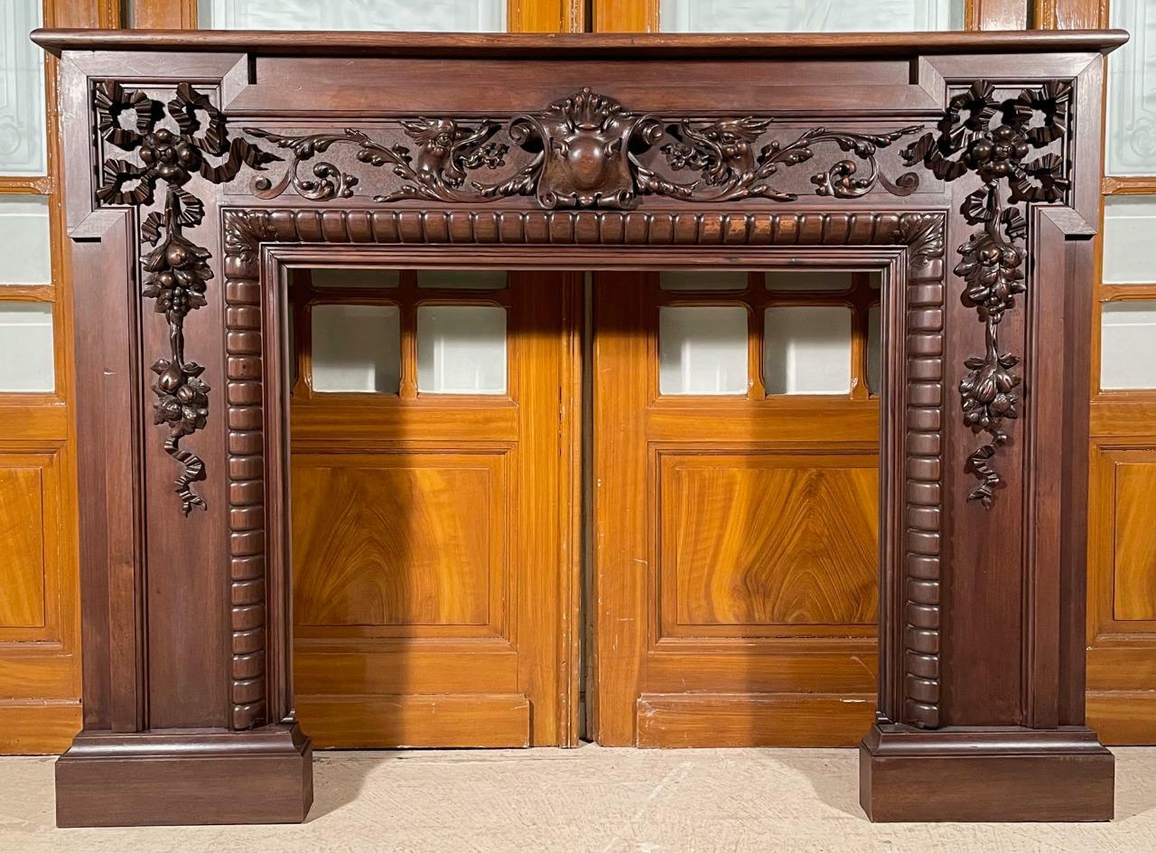 Antique French Louis XVI Style Fireplace Surround/Mantel in Walnut Wood |  eBay