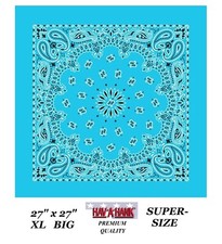 Hav-A-Hank XL BIG LIGHT BLUE PAISLEY 27" BANDANA Head Neck Wrap Scarf Face Mask