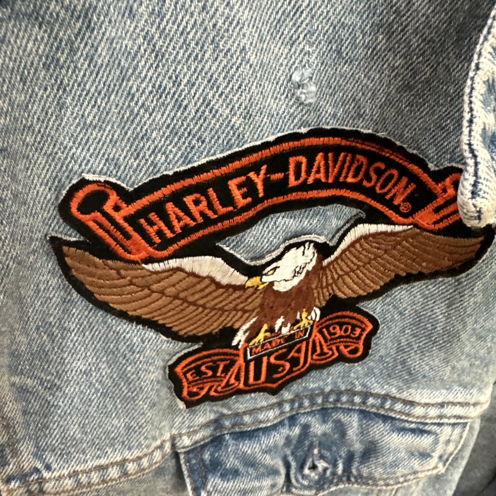 Harley Davidson Multi-patch Denim Sleeveless Jack… - image 4