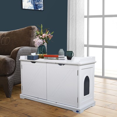 Multifunctional Wooden Cat Washroom Storage Bench Furniture