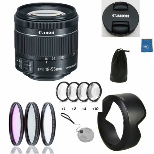 Canon EF-S 18-55mm 3.5-5.6 IS STM Lens Kit Macro Filter Hood F T8I T7 T6 90D T6S - Picture 1 of 11