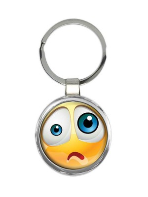 Gift Keychain Emoji Smiley Sad Face Emoticon Geek Funny Social
