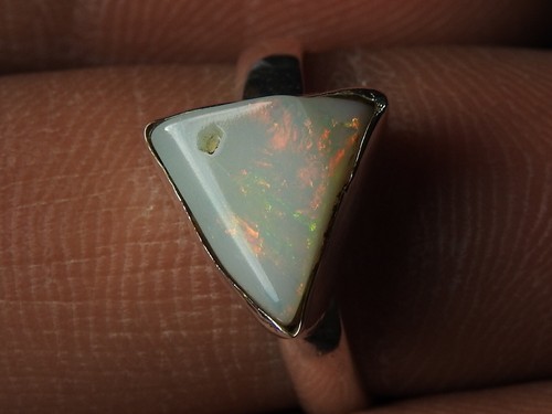 Australian Opal Natural Polished Rough Silver Ring Gift For MS - Picture 8 of 10