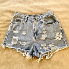 Vintage Lee Riders Faded Distressed Destroyed Cut Off High Waisted Shorts SZ 8
