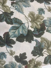 2 Yards Outdoor Fabric Green Blue Maroon Leaves on Vines 58” Wide Waterproof