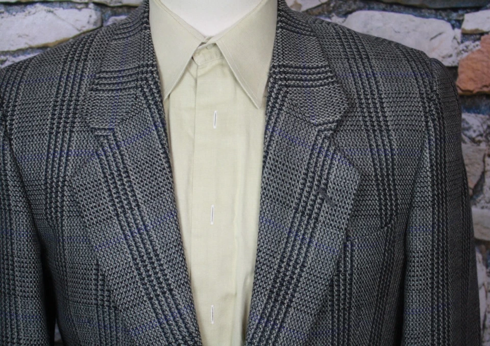 Мужское винтажное спортивное пальто UNGARO UOMO Paris сделано в Италии Glen в клетку без вентиляции 40 - Изображение 4 из 4