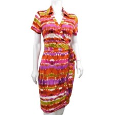 Calvin Klein Multi-Colored Wrap Dress Size 10 (EE)