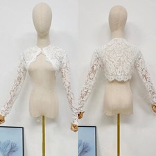 Wedding Jacket Lace Appliques Long Sleeves Bride Bolero High Neck Bridal Jacket