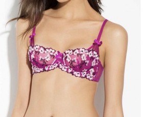 Agent Provocateur L&rsquo;Agent Sheer Bra Purple/pink 3D Floral Lace 32C Unlined