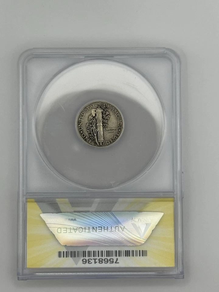 1921-D Key Date Mercury Silver Dime VF-35 Details ANACS - Image 4 of 4