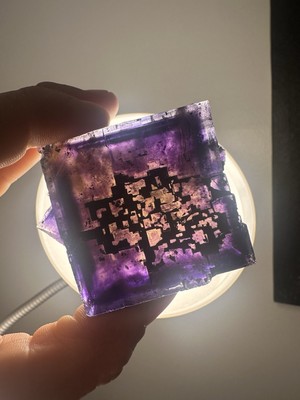 A Stunning Glassy Tri Color Fluorite Cube From Minerva #1 Mine In Illinois